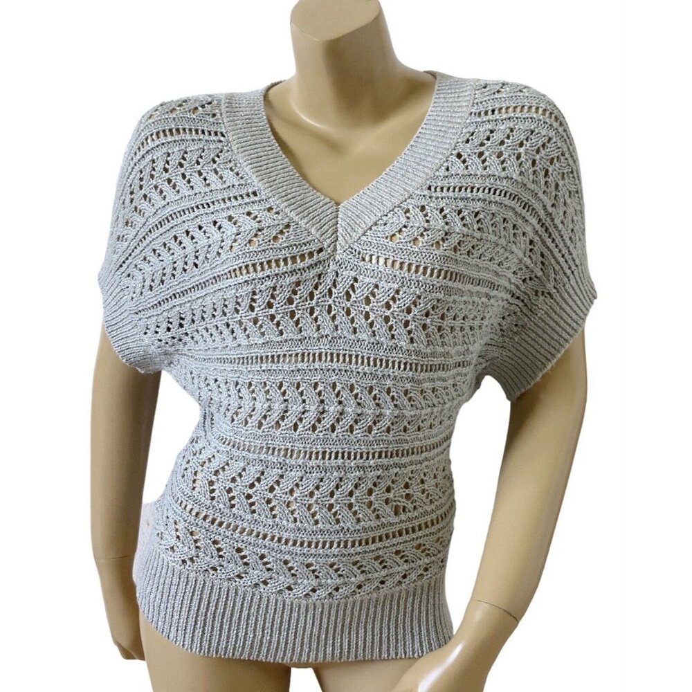 White House Black Market Light Gray V-Neck Sweater